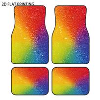 4pcs Vibrant Rainbow Pattern Printed Car Floor Mats, Universal Material For All-Season Weatherproof Interior Protection And Deco