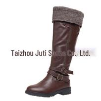 2024 Women's Low Heel Plus Size Leather Boots - European & American Winter Long Boots 42