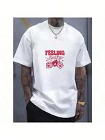 Unisex's Summer Casual Loose Fit Round Neck T-Shirt With Unique 'Feeling Lucky' Dice Print Design M