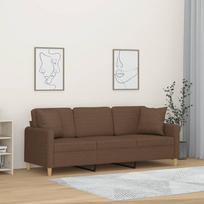 Vidaxl 3-Osobowa Sofa Z Poduszkami, Brązowa, 180 Cm, Tkanina