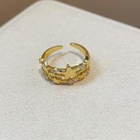 Geometric Zircon Star Ring Jewelry Accessories Irregular Finger Ring Vintage Y2k Open Ring  Girls