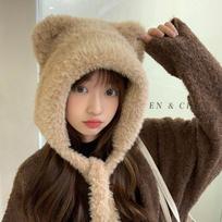 Earmuffs Woolen Plush Hat Lamb Fleece Ear Protection Beanie Hat Bear Ears Skull Cap  Winter/Autumn