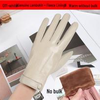 Women's Touchscreen-Compatible Lambskin Gloves, Fleece-Lined & Windproof for Autumn/Winter Cycling & Driving Small
