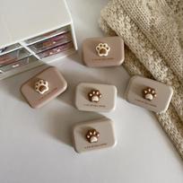 Ins Milk Tea Color Cute Cat Paw Contact Lens Box for Girls Compact and Portable Contact Lens Case Travel Contact Lenses Case