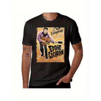 Men's Retro Edison Cochrane Rock T-Shirt - Black Retro Rock Abilly T-Shirt with Guitar Graphic - Breathable Crew Neck Shirt, Suitable for Concerts, S