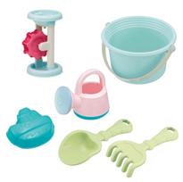Toy Royal Wide Bucket Set (Sand Play Set) Cute Pastel Colors Sandbox (BucketRakeWatering CanShovelSand MoldWaterwheel)
