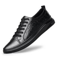 Men's Low-Top Cowhide Lace-Up Casual Board Shoes - Korean Style, Small Sizes Available 42