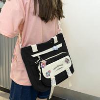 Ins Students School Bags Large Capacity Large Handbag Portable Girls Shoulder Bags  Student black-shoulder bag