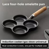 Cast Iron Hole Egg Pan Nonstick Breakfast Cooking Tool For Home Use Style A