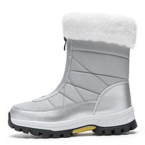 Large Size 35-42 High Top Cotton Snow Boots for Women, Anti Slip Waterproof Plus Velvet Warm Outdoor Winter Ankle Boots 35