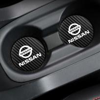 2Pcs Car Carbon Fiber Leather Anti Slip Cup Pad For Nissan GTR NISMO Qashqai Patrol X-trail Tiida Navara Sylphy Juke Teana