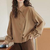 Women's Casual Wide Irregular Shirt Spring Autumn Winter Japanese Style Plaid Preppy Long Sleeve Shirt Jacket Outerwear S