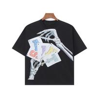 Summer Men's and Women's Skeleton Hand Playing Cards Print Oversized T-Shirt Streetwear Cotton Short Sleeve Tee S