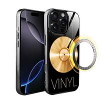 Etui Do Iphone 16 Pro Ibizu Elite Glass Z Magsafe, Szklany Tył, Golden Midnight, Vinyl Lux, Czarne