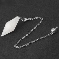 Ametisto kūgio pjovimo krištolinis akmuo spiritinis akmens pakabukas šešiakampė piramidės papuošalų švytuoklė White-Crystal