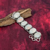 Oranžinis skolecito papuošalas, 925 prabos sidabro apyrankė, rankų darbo brangakmenių papuošalas, dovanos žmonai, visiškai nauja apyrankė Adjustable With 8 Inches balta