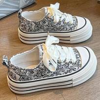 Hot Selling Comfortable Canvas Shoes for Women's Summer Fashion Versatile Lace Up Breathable Sponge Cake Casual Shoe Board Shoes 35
