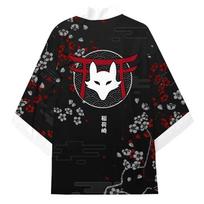 Moterų Inari lapės rašto kimono Vyriškas lengvas japoniškas kimono Streetwear 3/4 rankovės Atviras priekis apsiaustas Anime Cosplay kostiumas XXXXL