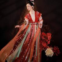 Hanfu Women's New Chinese Style Super Fairy Elegant Tang-style Waist-length Women's Pleated Dress Ancient Spring and Autumn Dress XS