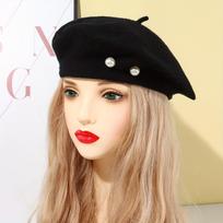 Elegant Women's Faux Pearl Decor Bud Hat, Sweet Style Versatile Casual Painter Artist Beret