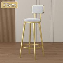 75/65CM Baro kėdės su atlošais Namų valgomojo aukštos kėdės Kavinės lengvo prabangos kaltinio geležies kėdė 【75CM+Backrest】White