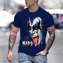 Summer Round Neck 3D Ghost Face Pattern Print Top Fashionable Casual Short Sleeved Men's T-shirts XS