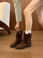Retro niche card color medium tube Martin boots women's boots 2025 new autumn single boots western fashion pile short boots 35