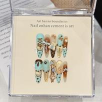 Handmade Press on Nails Long Stiletto Fake Nails Press ons with 3D Design Cute Acrylic False Nail Full Cover Glue on Nail Stick on Nail for Women XS
