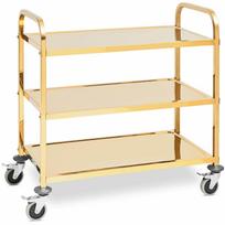 Catering serving trolley, 3 shelves, 895 x 495 cm, up to 240 kg, gold