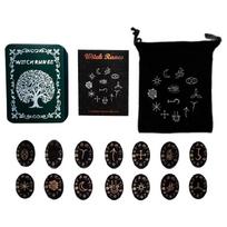 Runes Stones Set, Solid Wood Runes with Box for Travel, Divinations, Witchcrafts