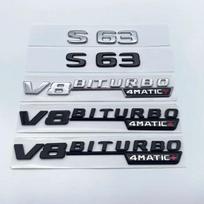 3D Raidės S63 S65 V12 Biturbo V8Biturbo 4matic+ ABS Emblema Mercedes Benz W222 W223 Automobilio Sparno Bagažinės Lipdukas S63 sidabras