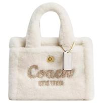 Coach Cargo 20 Kaligrafinis logotipas Siuvinėtas Vilnos Odos Dėklas Pirkinių Krepšys Crossbody Pečių Rankinė Mažas Moteriškas Dėklas Baltas CZ101-B4HA Basic Set (Bag+Dust Bag)