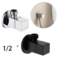 Corrosion Resistant 1/2 Angle Valve Solid Brass Square Triangle Valve Silver/Black Filling Valve Bathroom Black