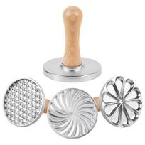 Zinc Alloy Cookie Stamps 3  Round Press Mold Biscuit Mould with Wooden Handle Decorating Supplies for DIY Baking Cake Pastry
