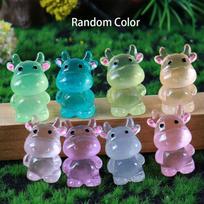 Luminous 10/20Pcs Mini Resin Cow Glow In The Dark Cows Tiny Animals Figures Diy Crafts For Fairy Garden Micro Landscape