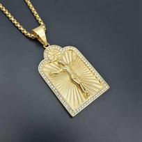 316L Stainless Steel Gold Color Link Chain INRI Jesus Cross Crucifix Pendant&Necklaces Men Fashion Jewelry Father Gift 60cm