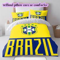 Brazilijos futbolo raštų patalynė, Antklodžių komplektas, Antklodės užvalkalas, Pagalvės užvalkalas, Namų gimtadienio dovana (1*antklodės užvalkalas+2*pagalvės užvalkalas, be užpildo) 140x200cm