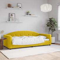 Vidaxl Sofa Z Funkcją Spania, Żółta, 90X200 Cm, Obita Aksamitem