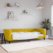 Vidaxl Sofa Z Funkcją Spania, Żółta, 90X200 Cm, Obita Aksamitem