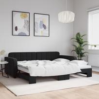 Vidaxl Sofa Rozsuwana, Czarna, 90X200 Cm, Aksamit