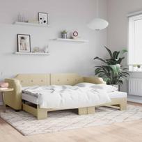 Vidaxl Sofa Rozsuwana, Kremowa, 90X200 Cm, Tkanina