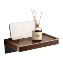 Wood Material Toilet Paper Roll Dispenser with Storage Tray Bathroom Tissue Roll Rack  Bathroom Black