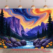 2D Swirling Starry Sky Backdrop - Vibrant Mountain Waterfall Tapestry for Photoshoot 47.2x31.5inch/120*80cm