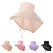 Trendy Korean Style Wide Brim Sun Hat 50+ UPF Anti-UV Sun Protection Hat Travel Outdoor Women Bucket Hats with Neck Cover