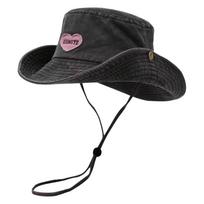 Sweet Solid Color Western Cowboy Hat Pink Love Sun Protection Wide Brim Sun Hat Bucket Cap Adjustable Y2k Fisherman Hat Women juoda