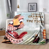 Janosch  Wie der Tiger Zählen Lernt  Flannel Blanket, Soft Warm Throw with Children's Book Print, Cozy Bedding for Kids 80cm x 120cm