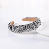 Korean Shiny Crystal Beaded Headband Rhinestone Handmade Wide Headbands Baroque Gem Hair Hoop Hair Accessories