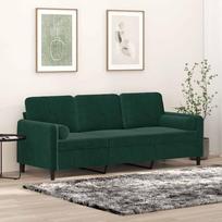 Vidaxl 3-Osobowa Sofa Z Poduszkami, Ciemnozielona, 180 Cm, Aksamit