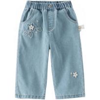 DAVE & BELLA Girls' Spring Wide-Leg Denim Pants 100cm