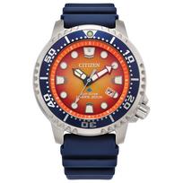 Citizen Promaster Dive Eco-Drive Wristwatch 44mm Blue and Orange Dial ISO Certified Luminous Hands and Markers Rotating Bezel